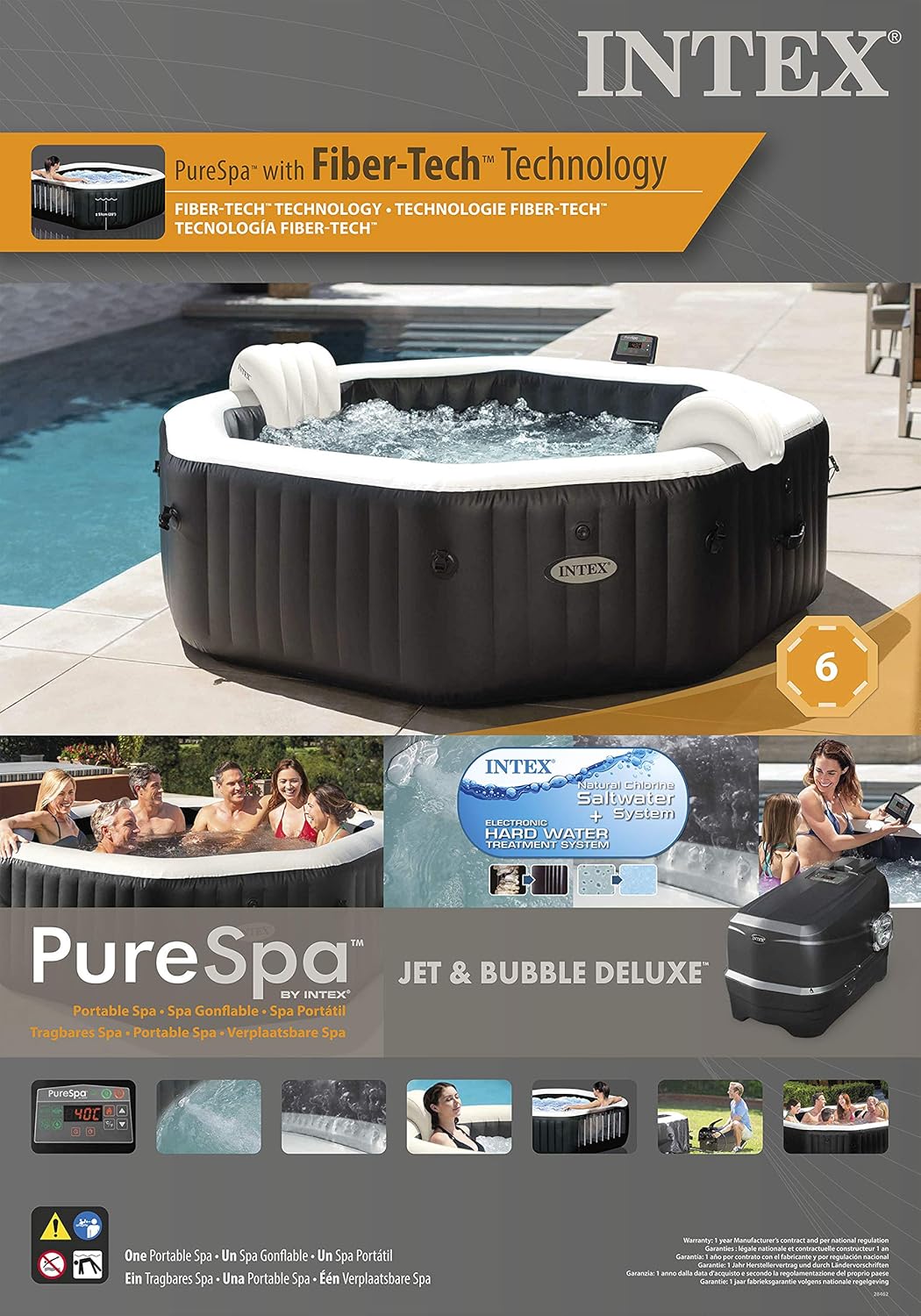 Intex - Pure Spa Carbone 6 places - gonflable - 28462