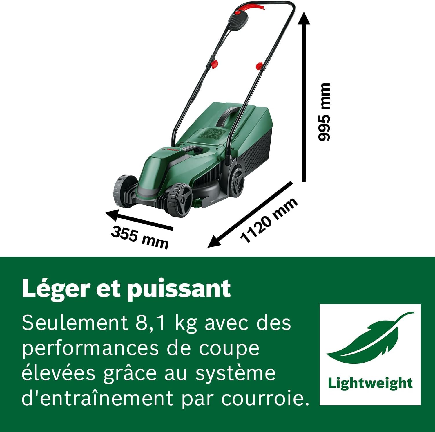 Bosch - EasyMower 18V - 32 cm - Sans fil, 100 m², 3.0 Ah, chargeur - 18V-32-150