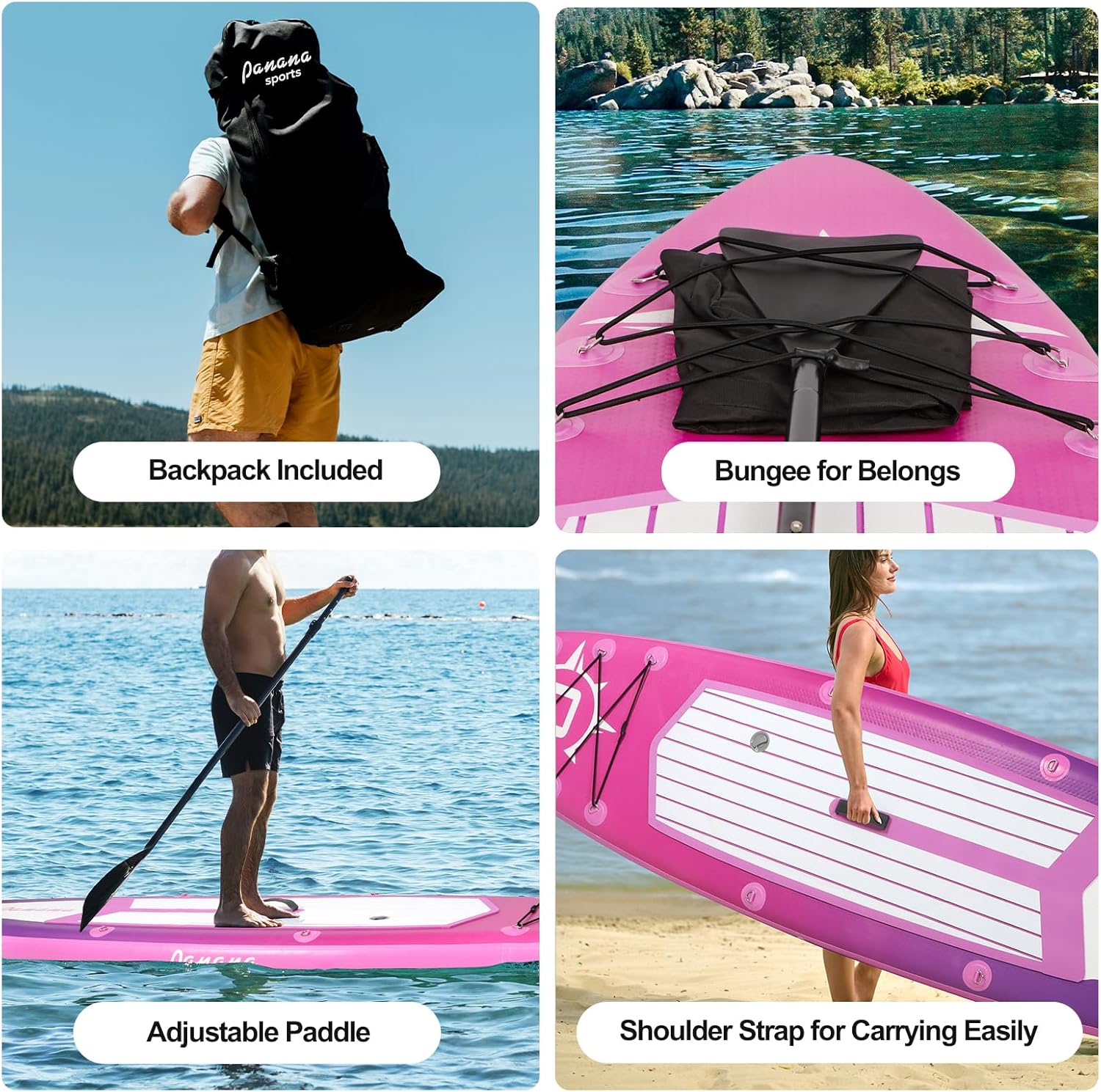 Panana - Stand Up Paddle gonflable - kit complet, ultra-léger, pont antidérapant, pagaie réglable