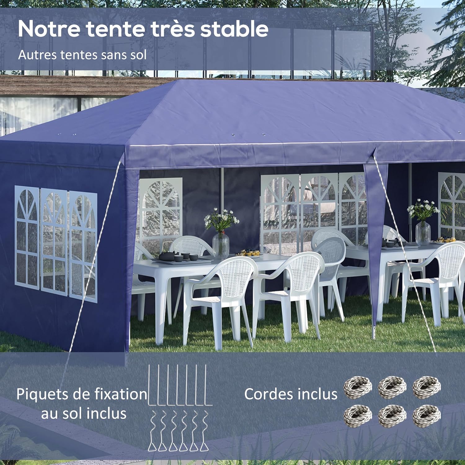 Outsunny – Tonnelle pop-up jardin 3x6 m, 3 côtés, sac transport
