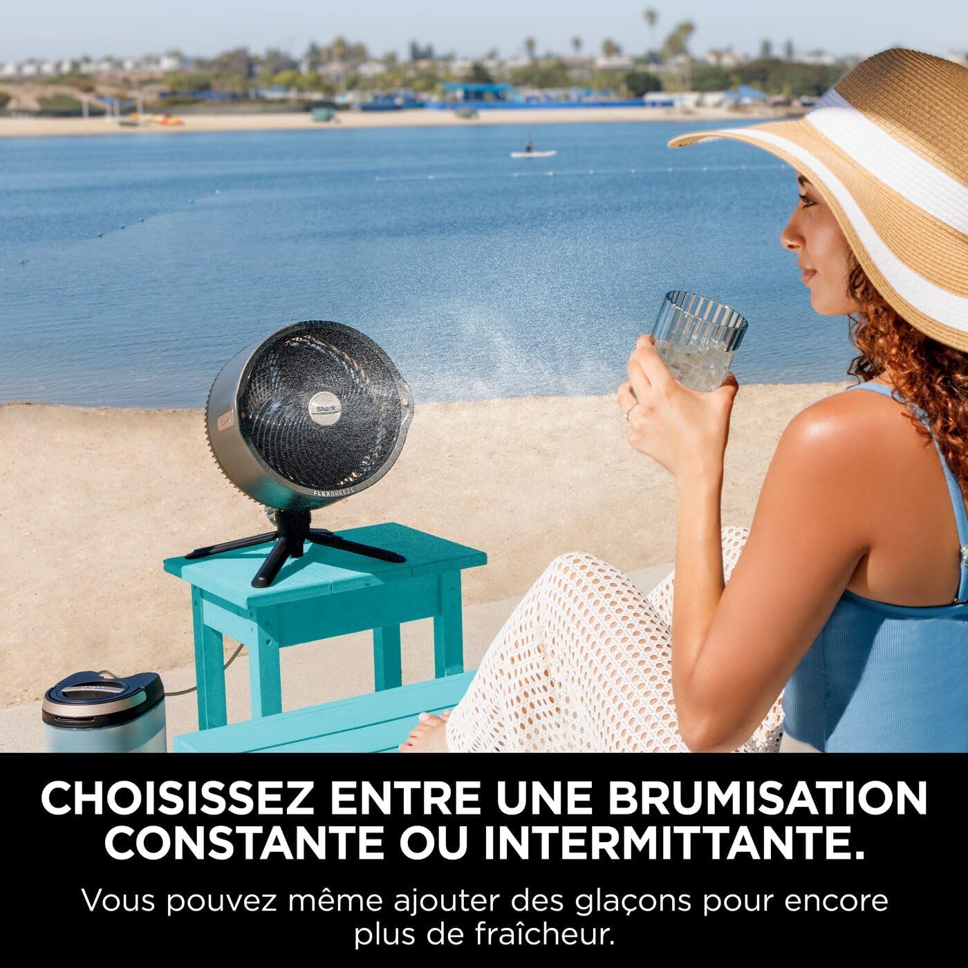 Shark - FlexBreeze Pro - ventilateur intérieur/extérieur - sans fil, brumisateur, 5 vitesses, télécommande, silencieux, 