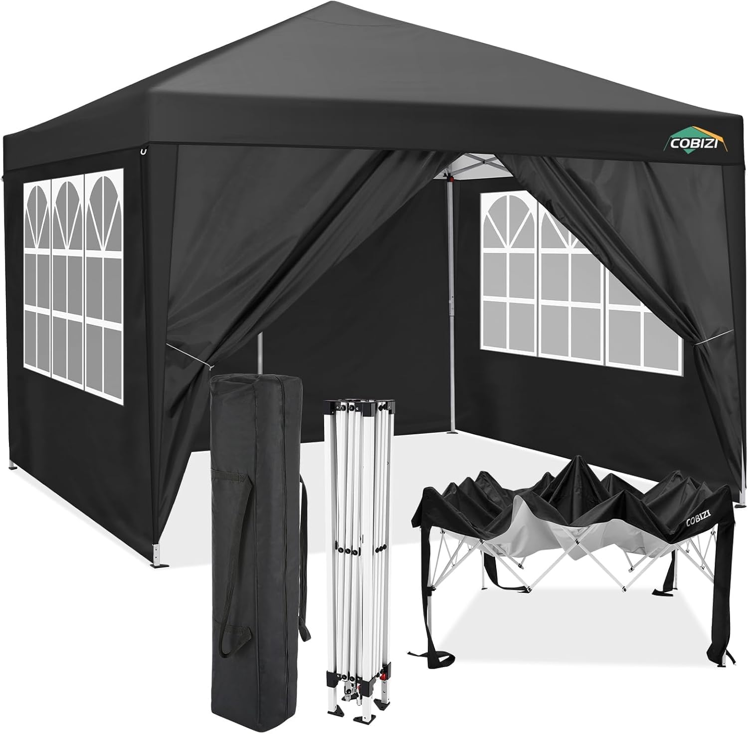 COBIZI - tonnelle jardin pliable 3x3m, 4 pans, imperméable, anti-UV