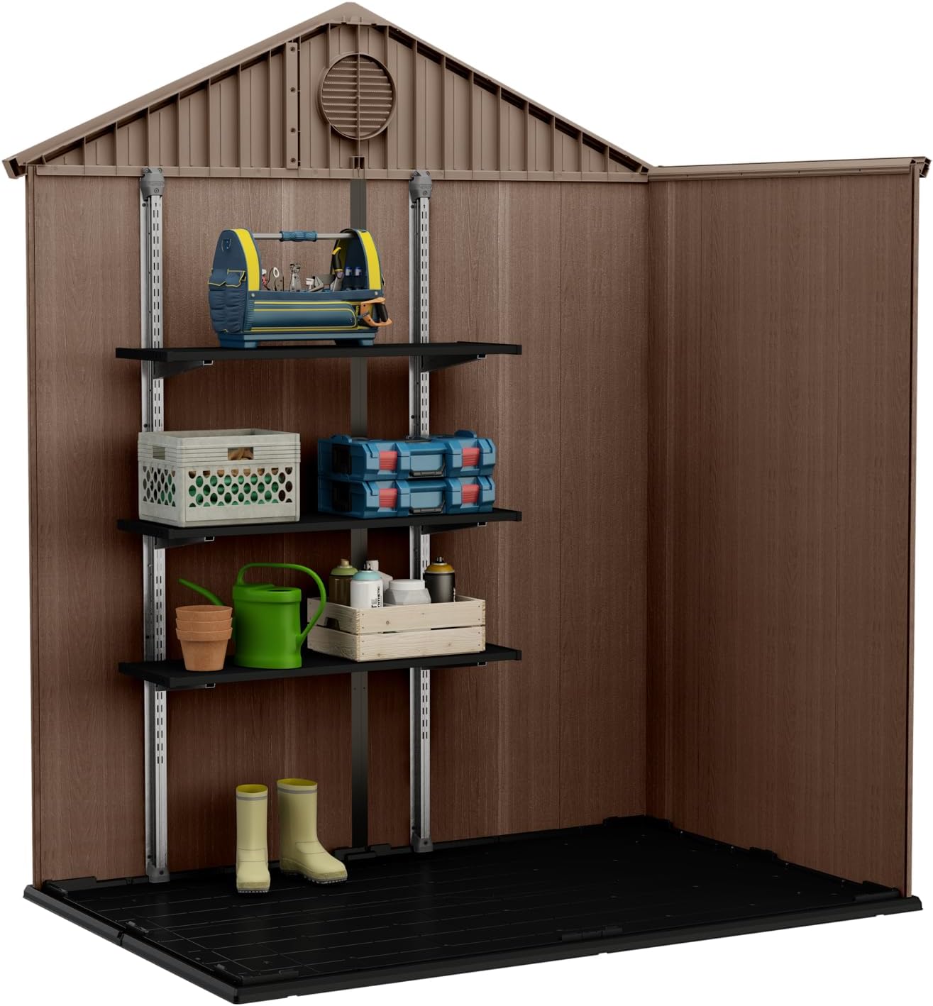 Keter Darwin 6 x 4 Maison de Jardin Effet Bois, Marron, 190 x 122 x 221 H cm