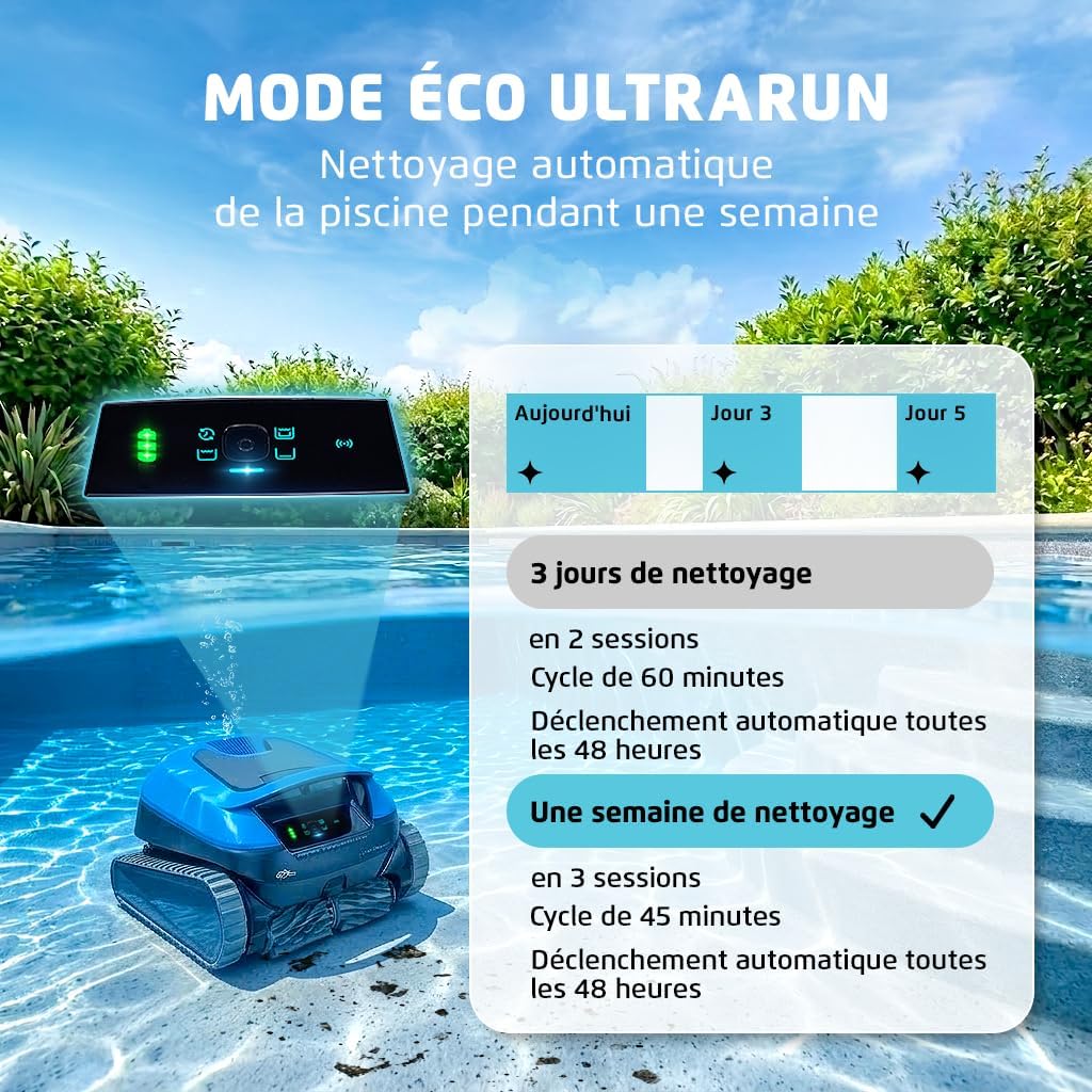 Dolphin - Nautilus EON - piscines jusqu’à 15 m - robot piscine sans fil, fond/parois/ligne d’eau, filtration fine, app, 