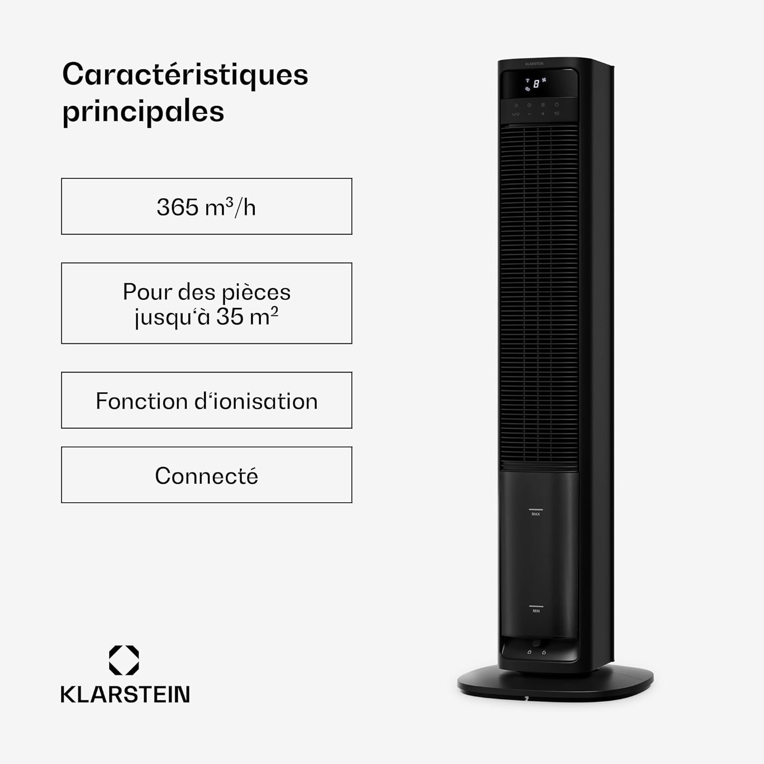Klarstein - Rafraichisseur d’air, 4L, 8 vitesses, 35m², mobile