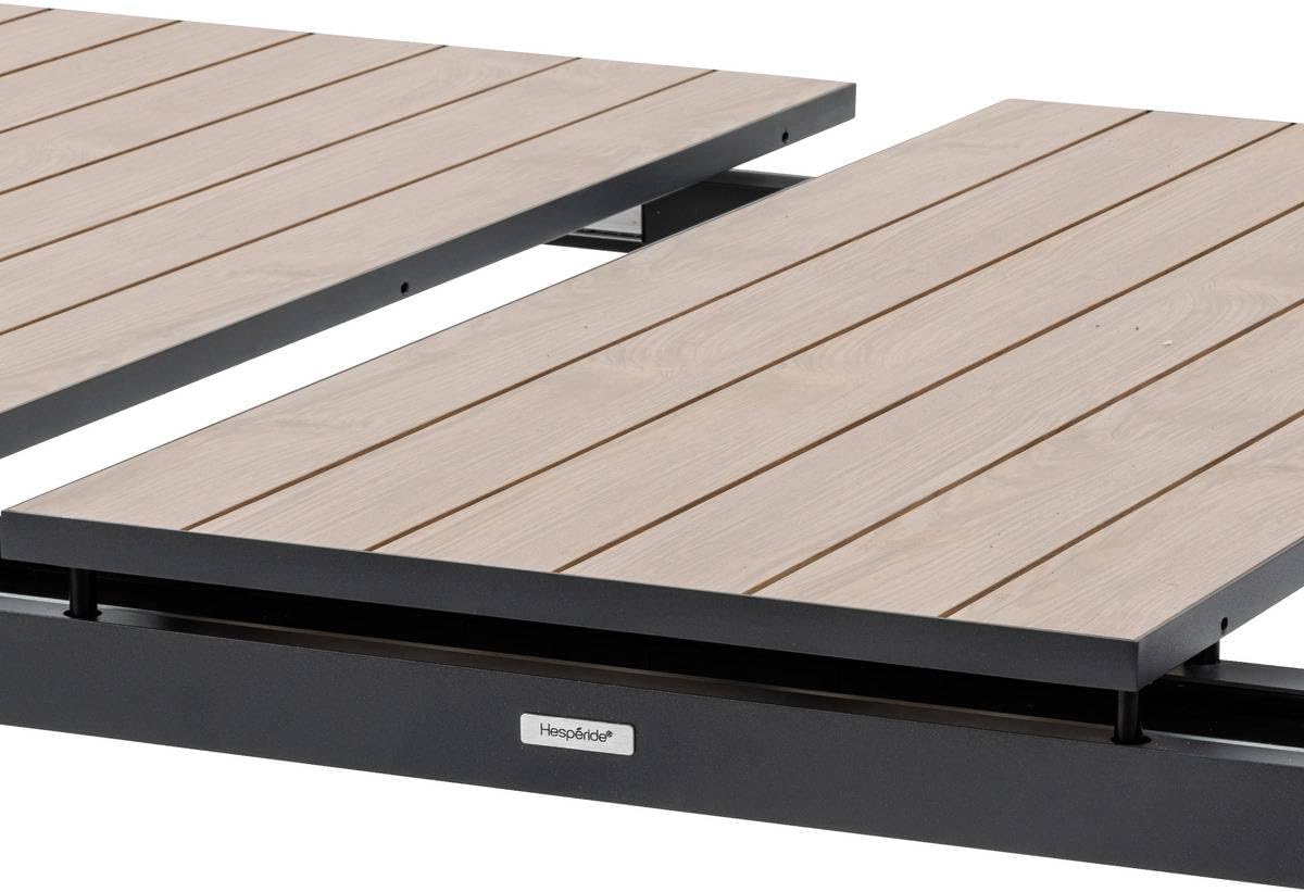 Hespéride - Evasion - grande table extensible 14 places - aluminium effet bois, rallonge, extérieur