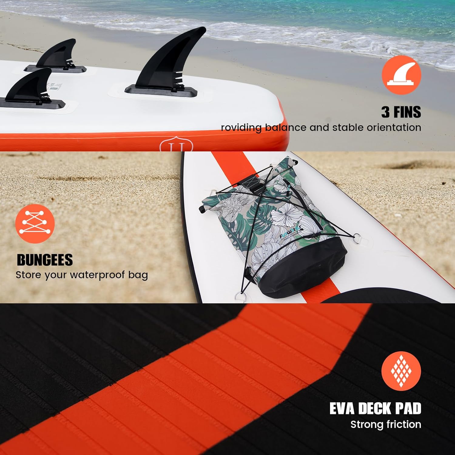 FunWater - SUP gonflable tous niveaux - antidérapant EVA - pack complet