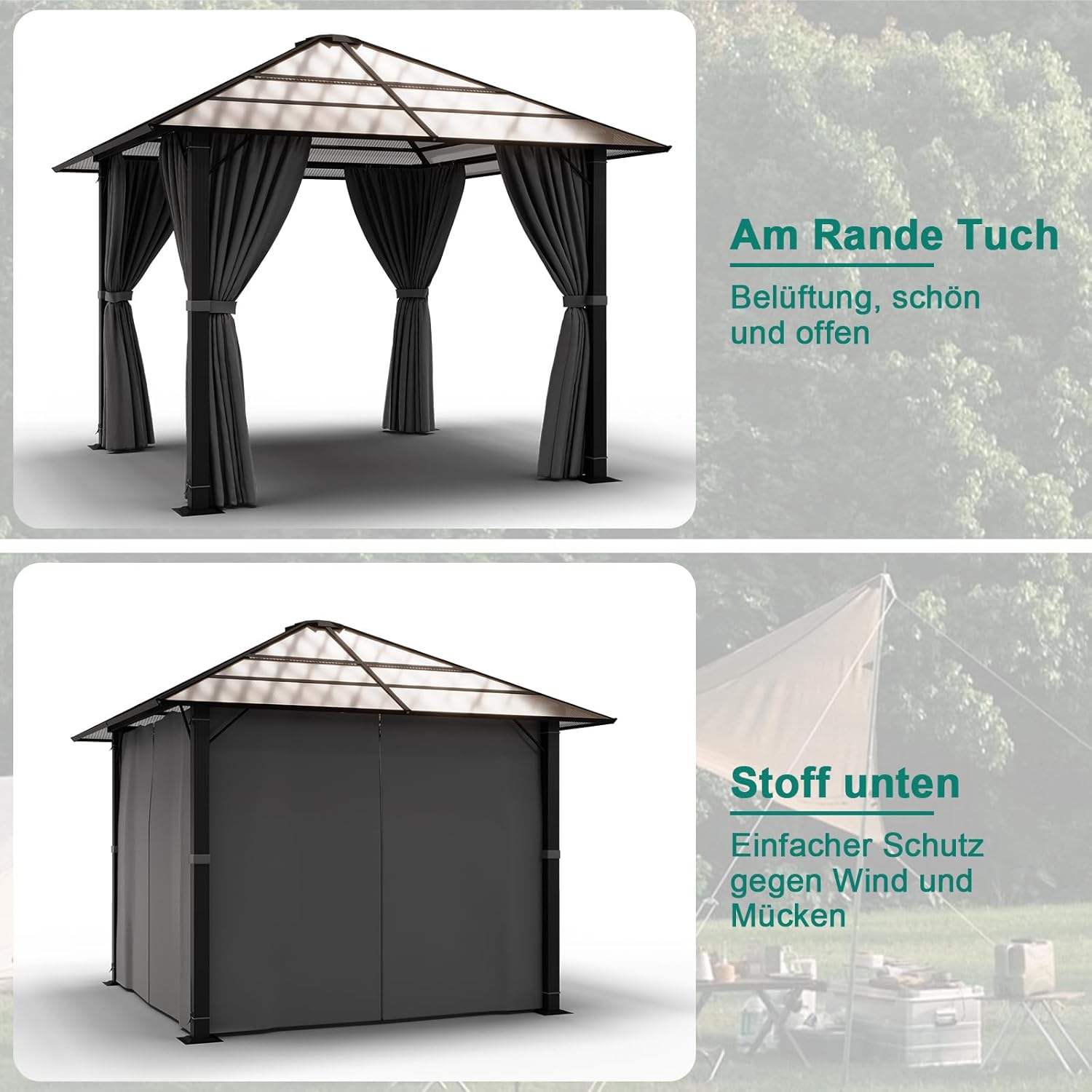 Devoko - Tonnelle Hardtop Aluminium 3x3m, étanche UV, gris