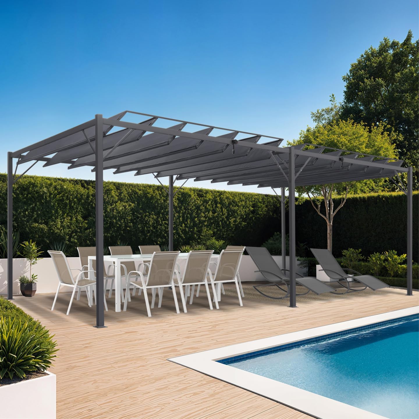 IDMarket - Pergola lames orientables série 3x6 m gris anthracite