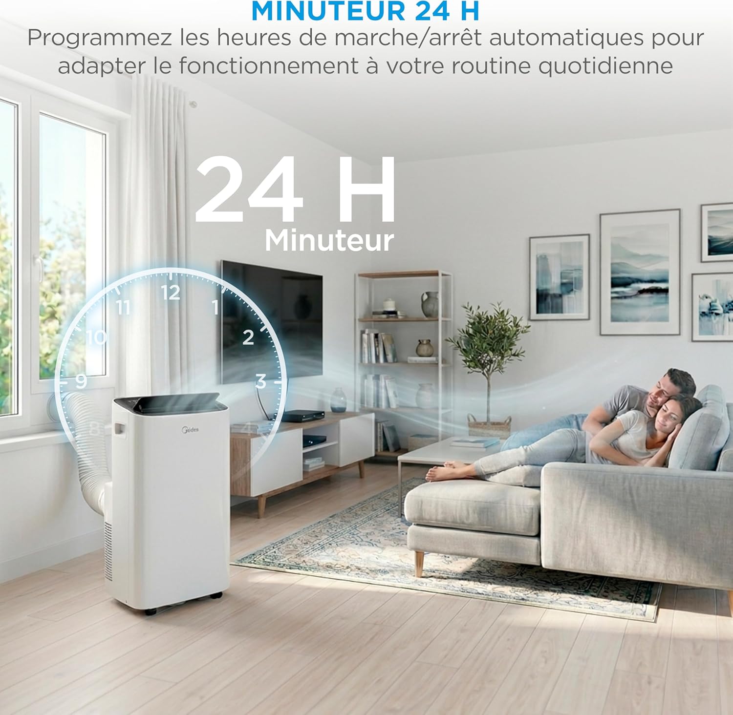 Midea - Climatiseur mobile 4 en 1 silencieux, 12000 BTU, contrôle app, compact - MPP1-12CRN1