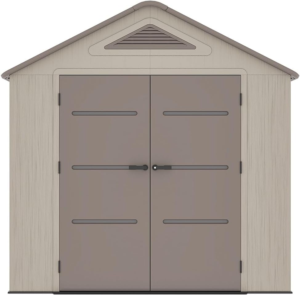 Vente-unique - Abri de jardin résine 4,5m², beige/marron, plancher, 22mm - ANTEVA