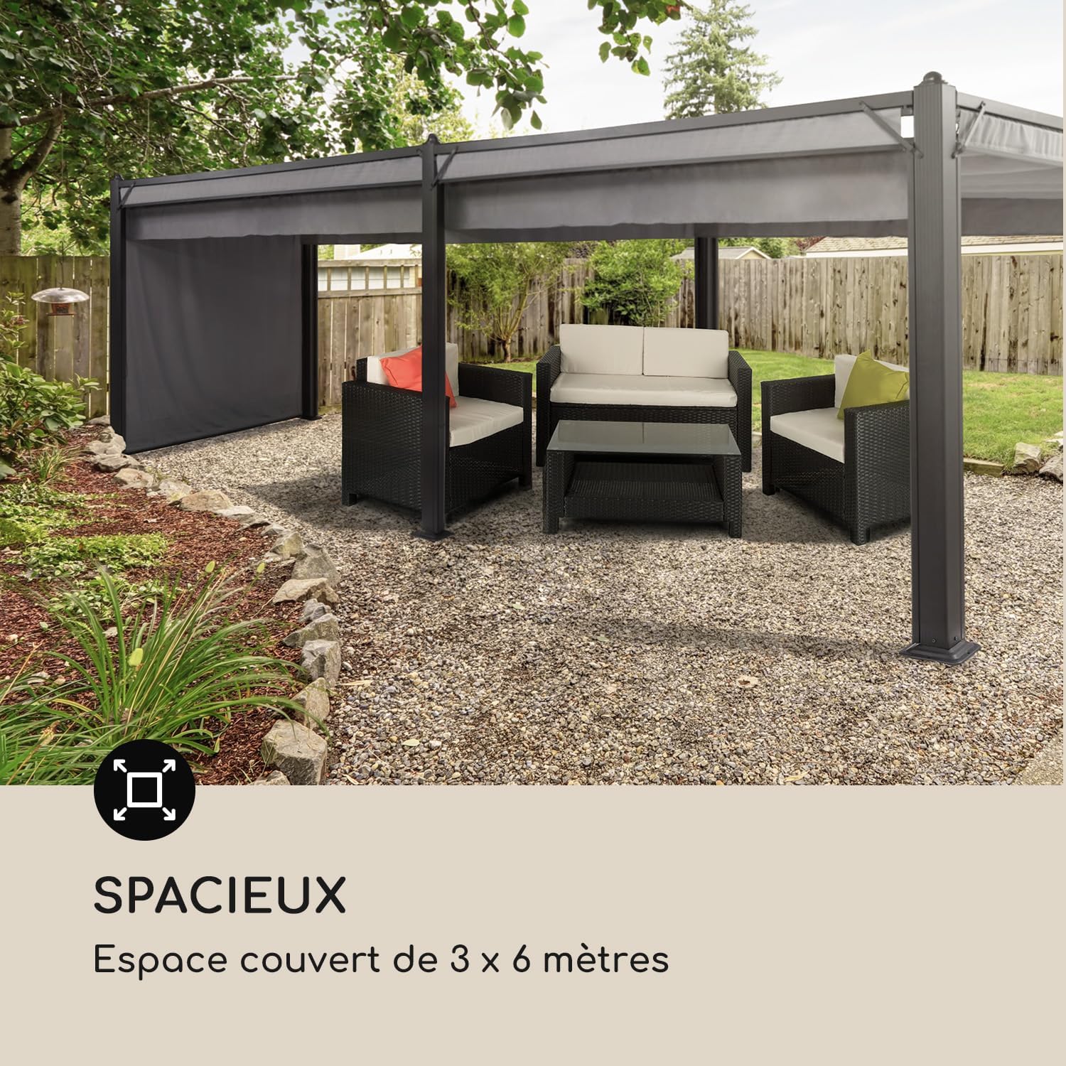 Blumfeldt - Pergola aluminium série Polycarbonate - 3x6m - toit hydrofuge, protection UV, cadre métal, toit/côtés polyes