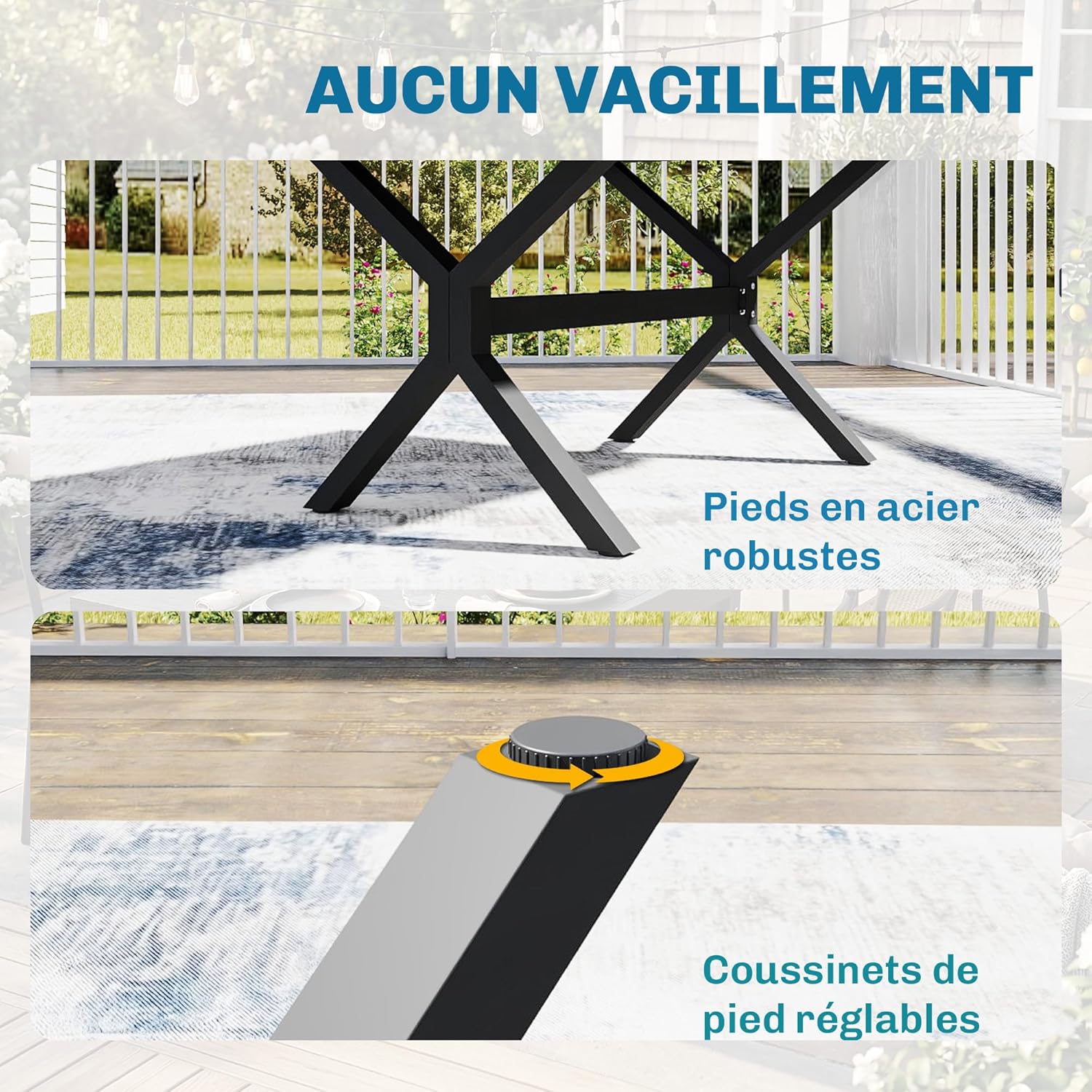 Outsunny - Table Extensible Jardin - 154-214 cm - Alu effet bois, 8-10 pers, pieds réglables, structure X, gris anthraci