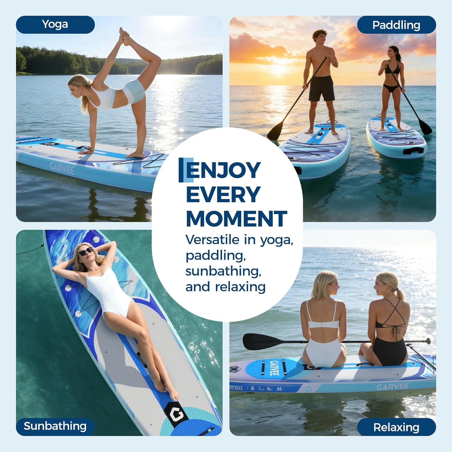 Garvee Sup Gonflable 10'6'' (323x81x15cm) – Large et Stable, Surface antidérapante EVA – Capacité 200 kg – 3 ailerons – Accessoires Inclus – Taille : 323 * 81 * 15