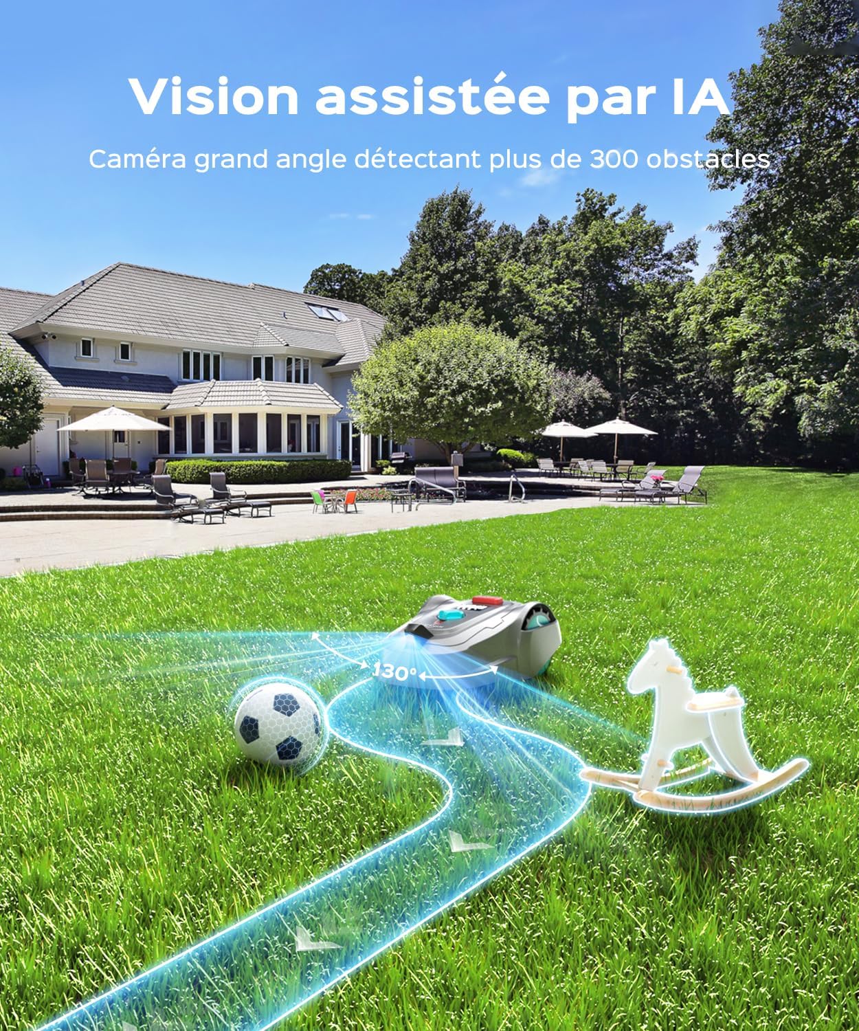 YARDCARE - Tondeuse robot série M800Plus - 800m² - GPS, 3D vision, sans fil, détection 150 obstacles, M800Plus