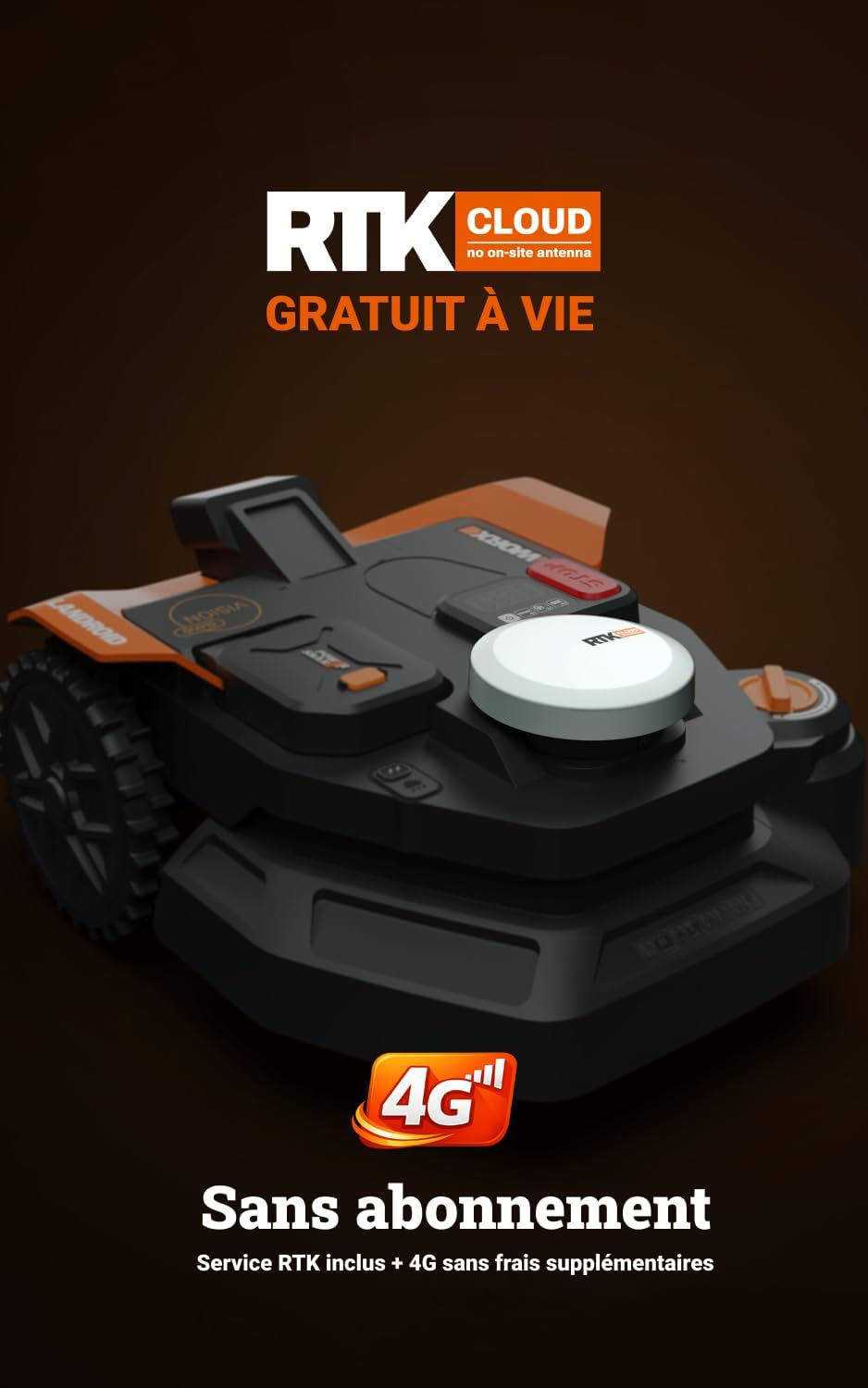 WORX - Tondeuse robot Vision Cloud - jusqu'à 3000m², IA, VSLAM, RTK, WR330E