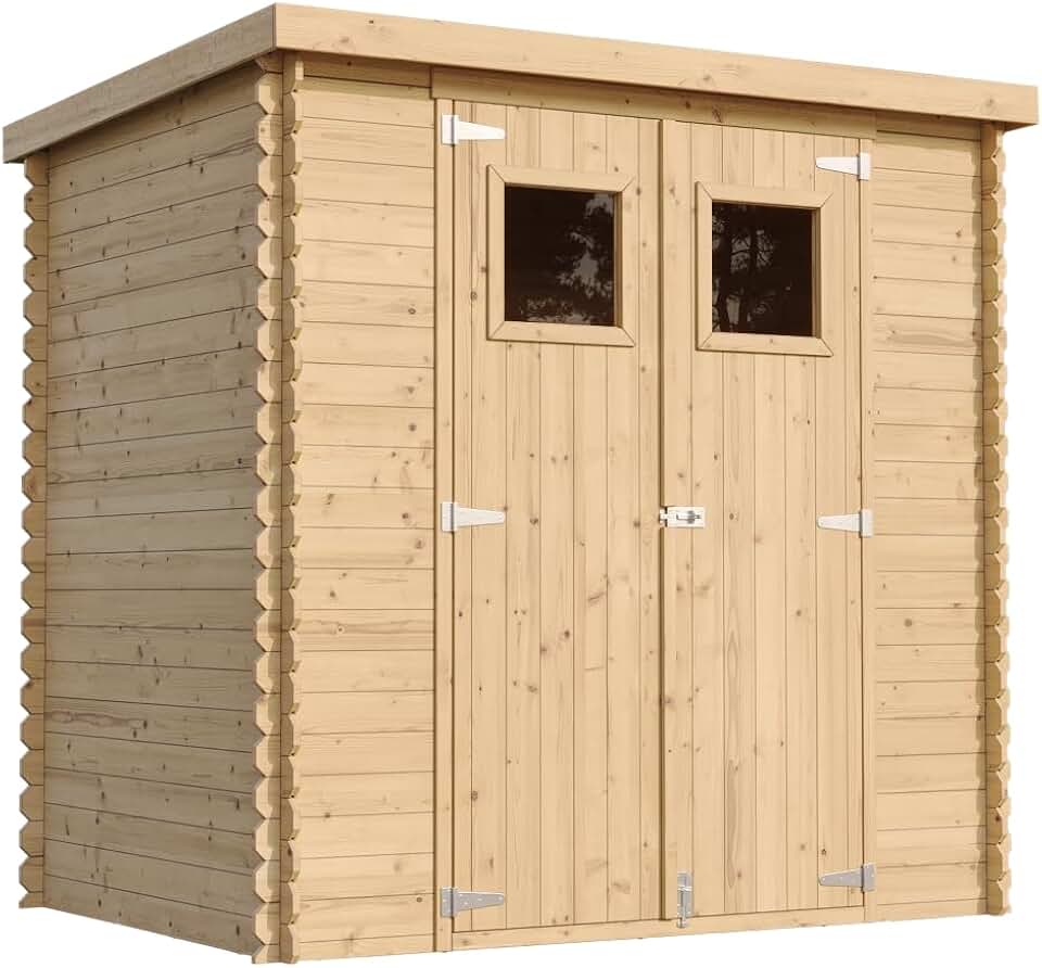 Timbela - abri de jardin bois, 204x142x200cm, toit étanche, fenêtres, M311
