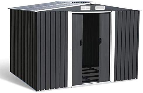 IDMarket - Abri de jardin 5,3m² acier galvanisé avec base