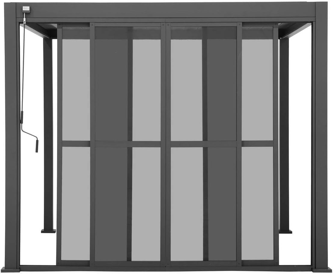 Hespéride - Portes coulissantes Evora Graphite - 236,5x279cm - protection solaire pergola grand modèle