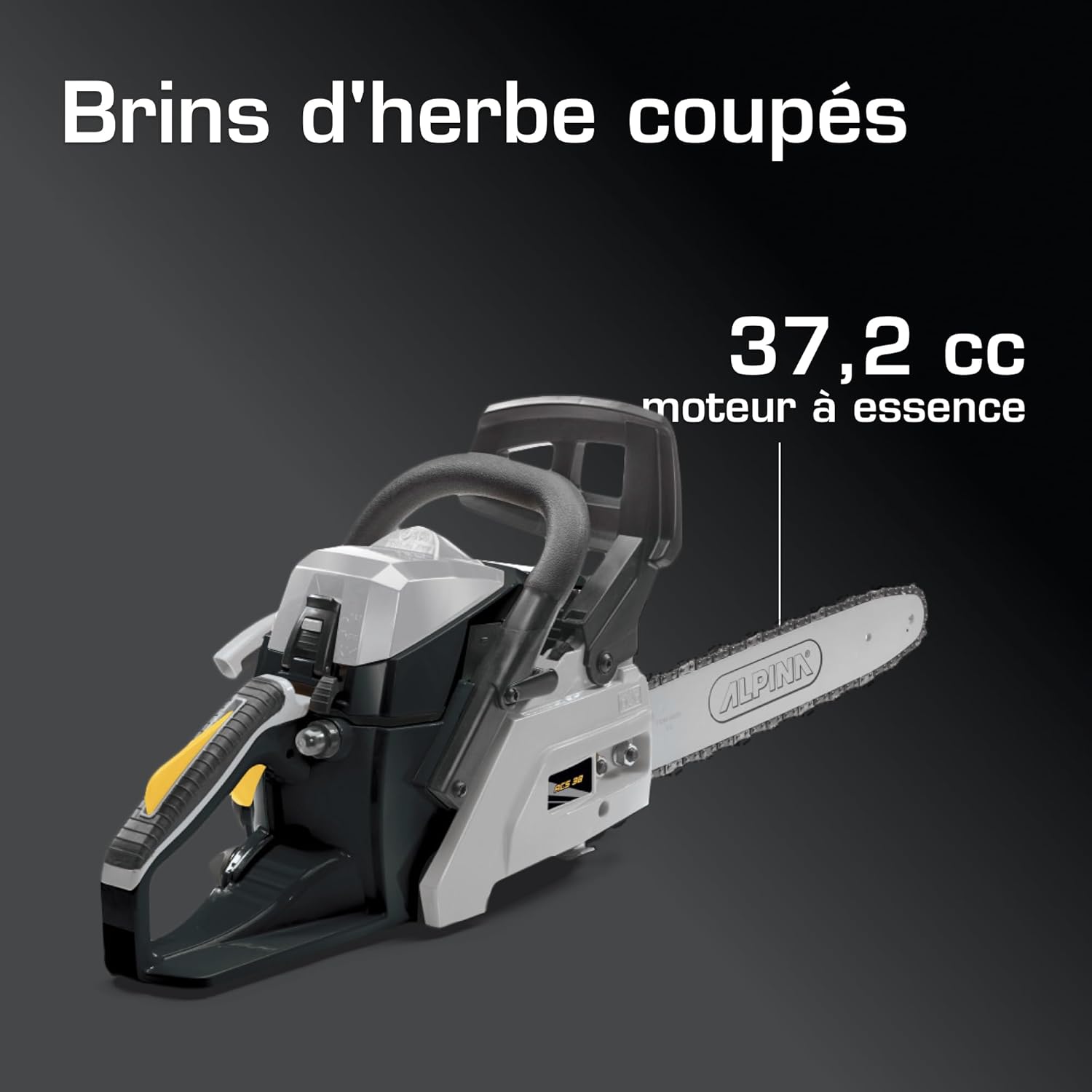 Alpina Tronçonneuse thermique ACS 38 (14)", Guide-chaîne de 35 cm (14)", Moteur thermique 37,2cc, 1200W, Vitesse de chaîne 21 m/s, Démarrage facile, Pompe à huile réglable automatiquement