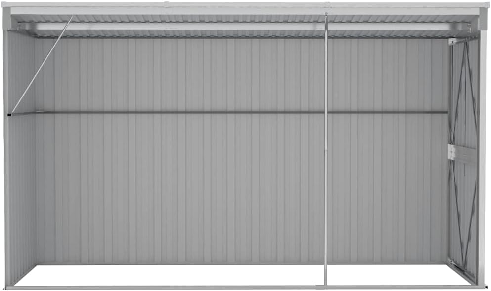 vidaXL Abri de Jardin Mural Abri de Rangement d'Outils Rangement d'Equipement de Jardin Extérieur Gris 118x288x178 cm Acier Galvanisé