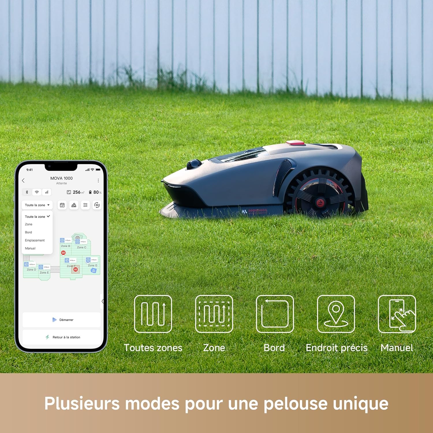 MOVA - robot tondeuse série 1000 - 1000m² - LiDAR, app, tout-terrain, MOVA1000