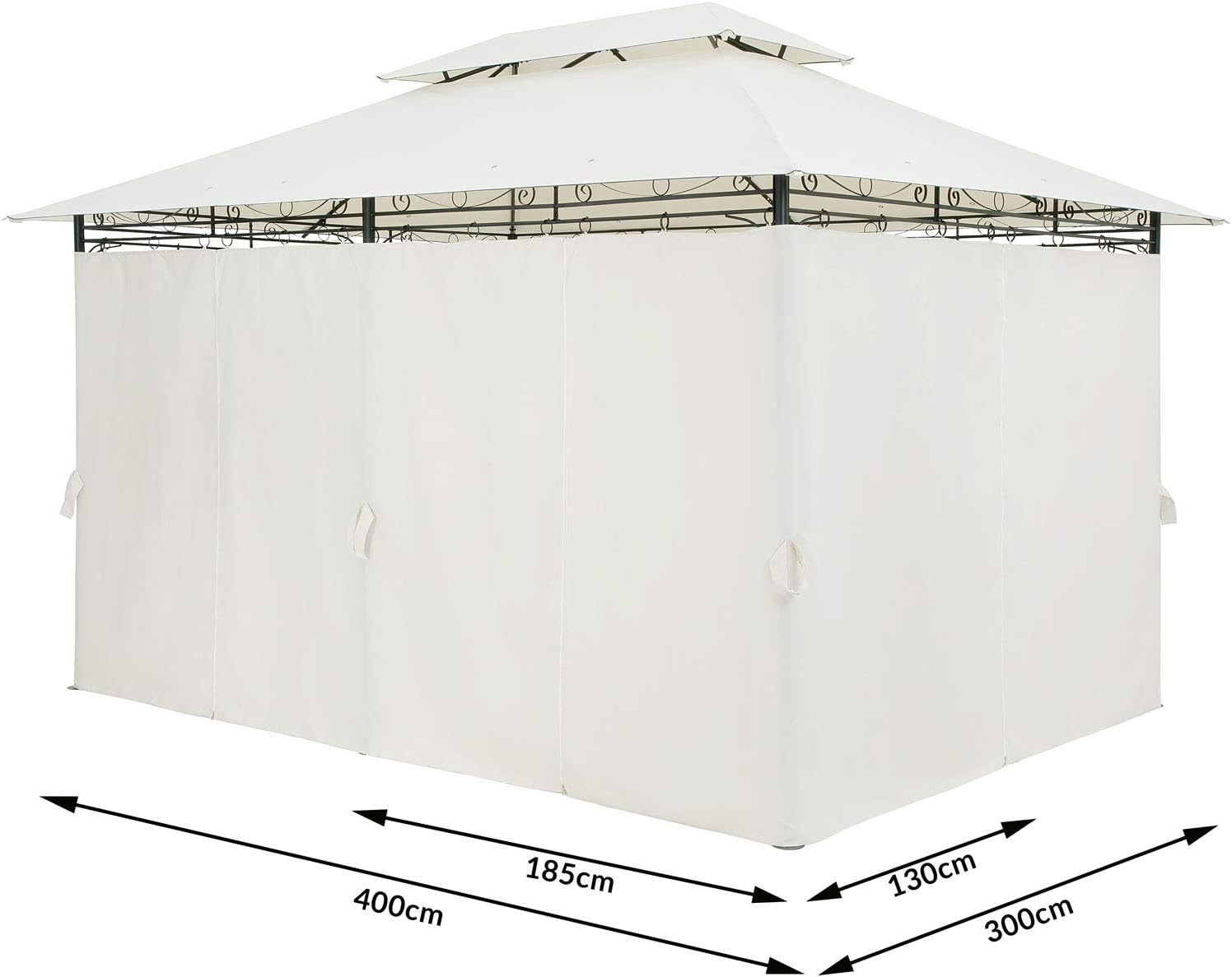 CASARIA - Pavillon Topas 3x4m, métal, hydrofuge, UV 50+, crème