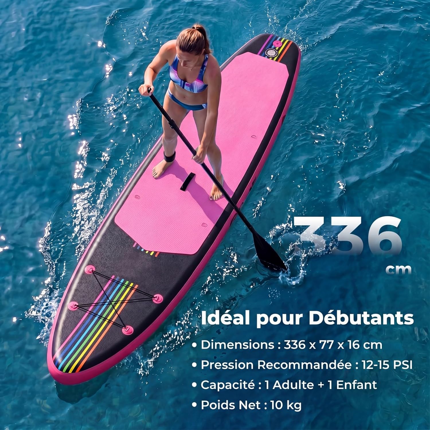 COSTWAY - Paddle gonflable série aluminium - 320x76x15cm, sac et pompe