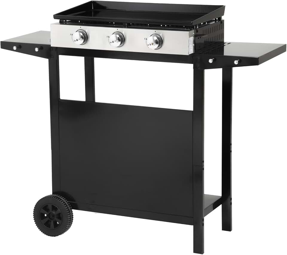Happy Garden - Plancha Mérida sur chariot 3 brûleurs 6kW 74x33 cm