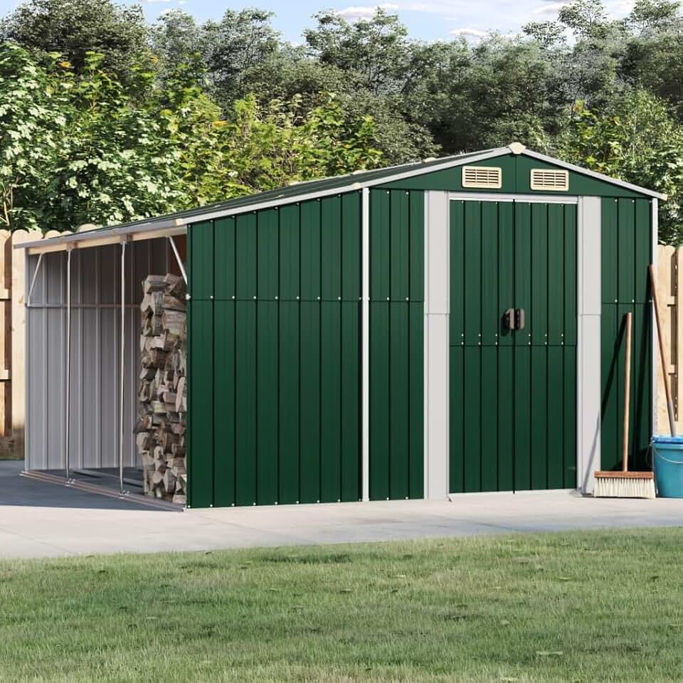 ADWOA Abri de Jardin Vert 277x279x179 cm Acier galvanisé,Abris De Jardin,Abri De Stockage pour Jardin,Abri D'Outils De Jardin