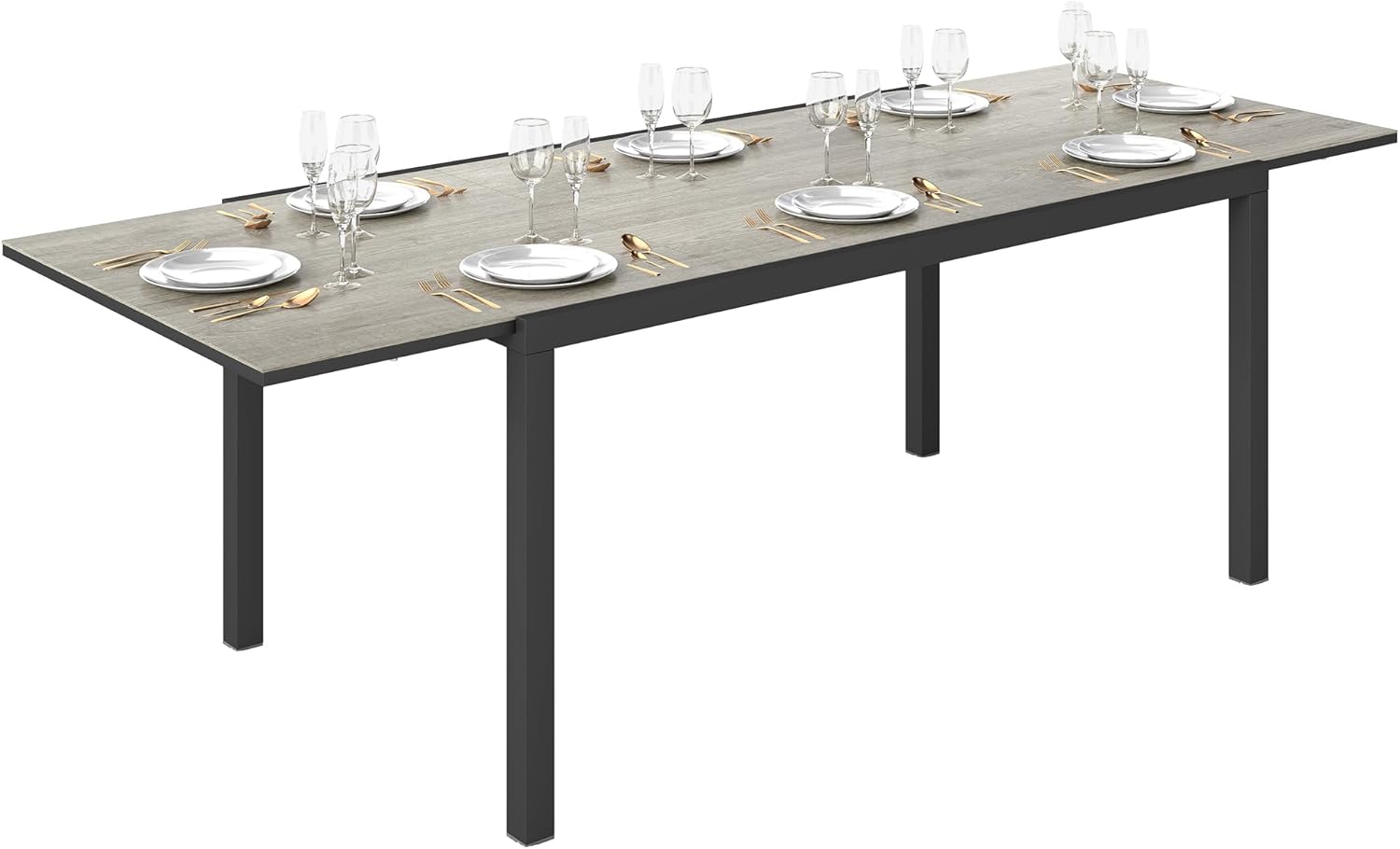Outsunny - Table Extensible rectangulaire - 160/240 cm - aluminium, acier, 6-8 personnes