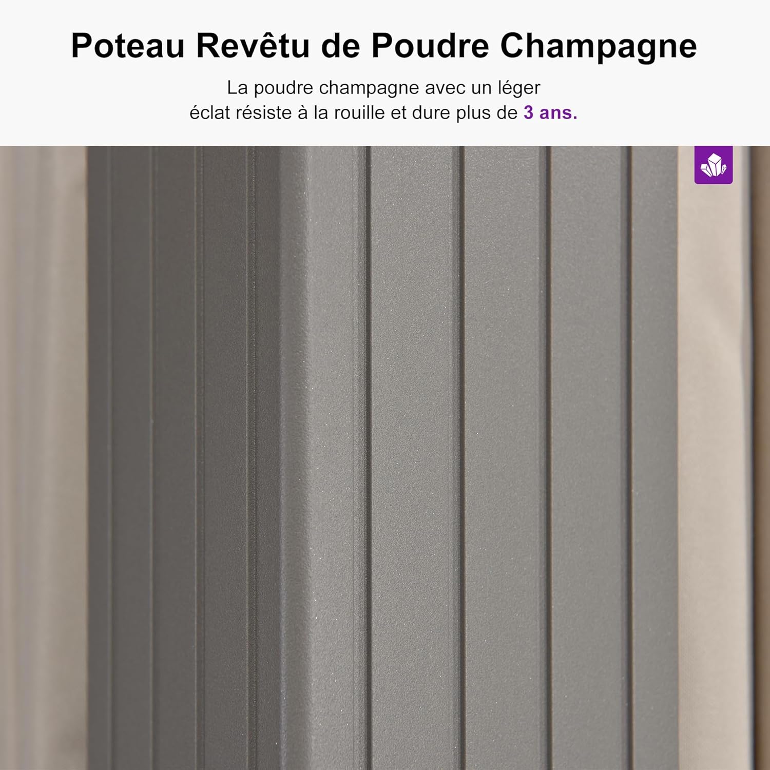 PURPLE LEAF - pergola aluminium - 3,65x3m - double toit, moustiquaire, rideaux