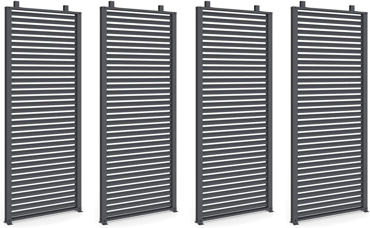 IDMarket - Pergola Collector Persienne 3x4M toit rétractable 4 pans modulables Gris Anthracite