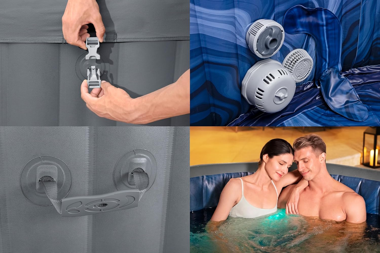 Bestway - Spa Santorini Smart HydroJet Pro - 216x216x80cm - 5 à 7 personnes, contrôle par application