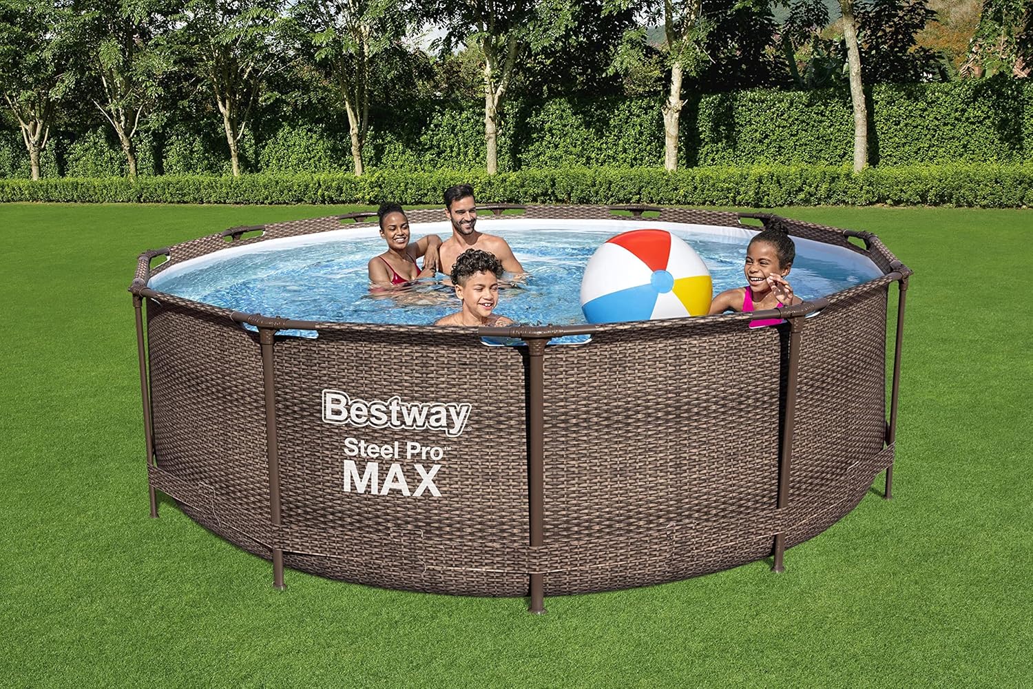 Bestway - Steel Pro (Kit Piscine Hors Sol) - 366x366x100 cm - Marron