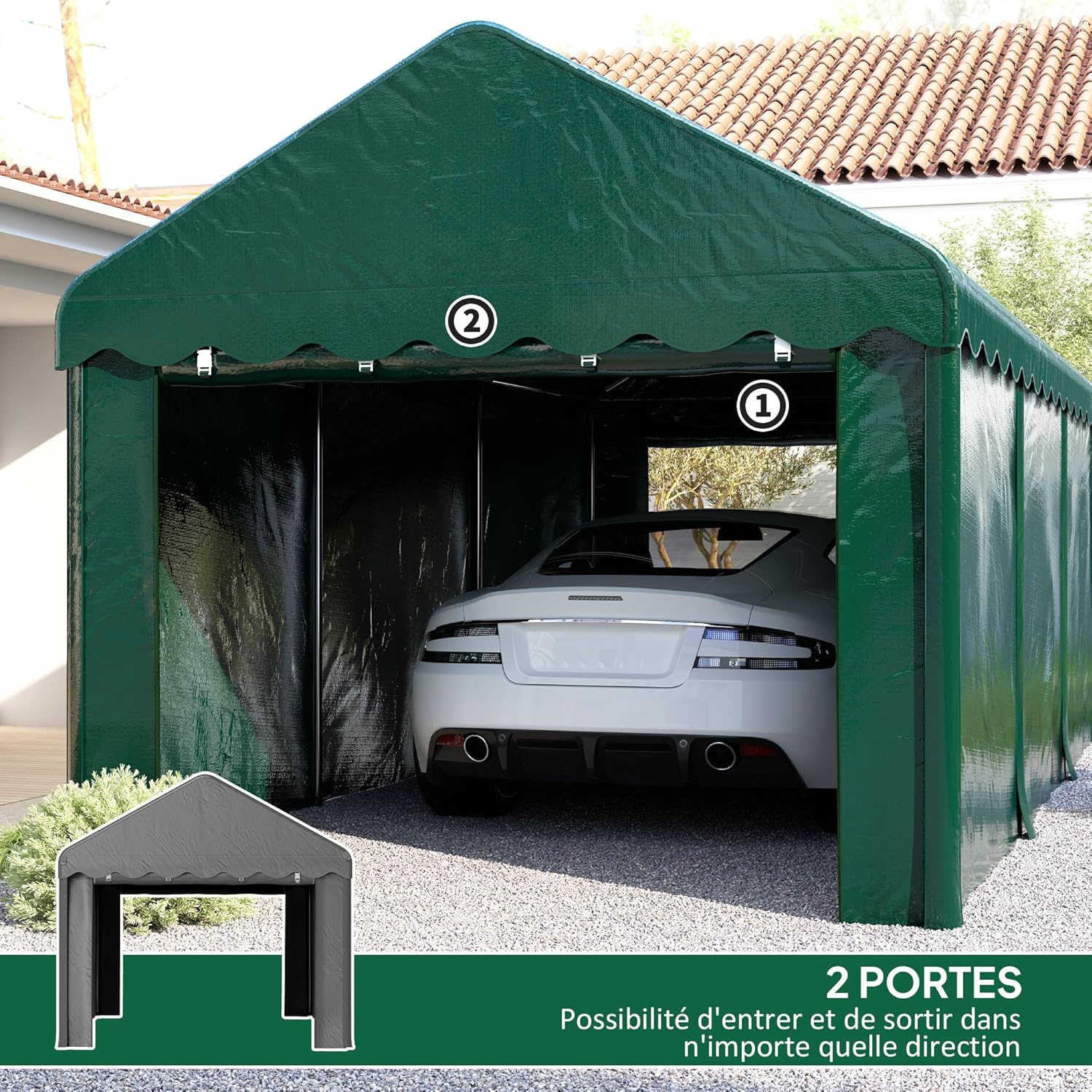 Outsunny - Carport Tente série PE - 3x6m - abri voiture UV étanche