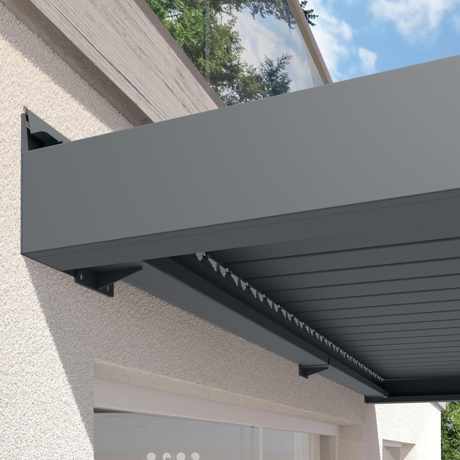 PRIMEYARD - pergola adossée, 3x3 m, aluminium, lames orientables, anthracite