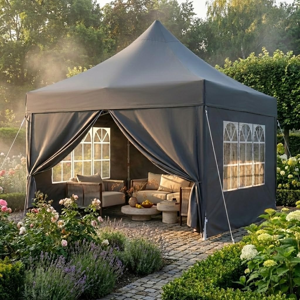 JUMMICO - Tonnelle pliante 3x3m - toile oxford imperméable, hauteur +10cm