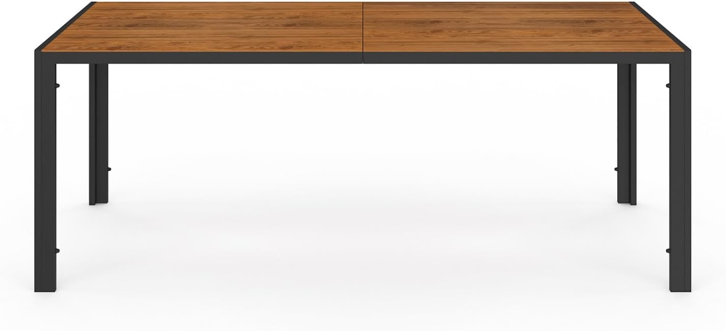 IDMarket - Noumea - Table 190 cm et 8 chaises empilables, plateau verre effet bois