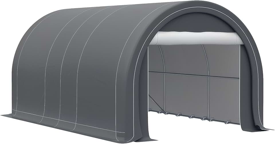 Outsunny - Carport abri voiture 5x3x2,4m acier PE porte zippée