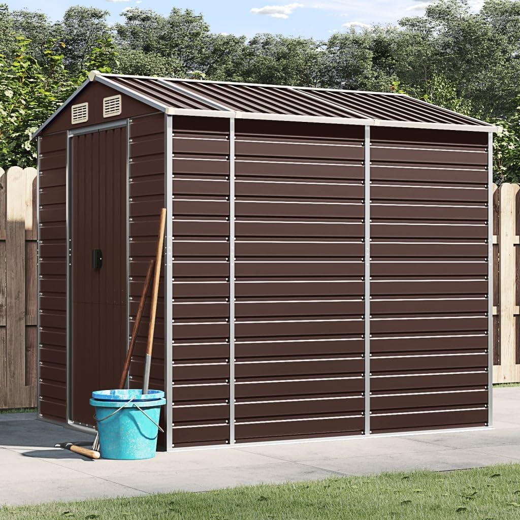 vidaXL - Abri de jardin acier, marron, 191x215x198 cm, galvanisé