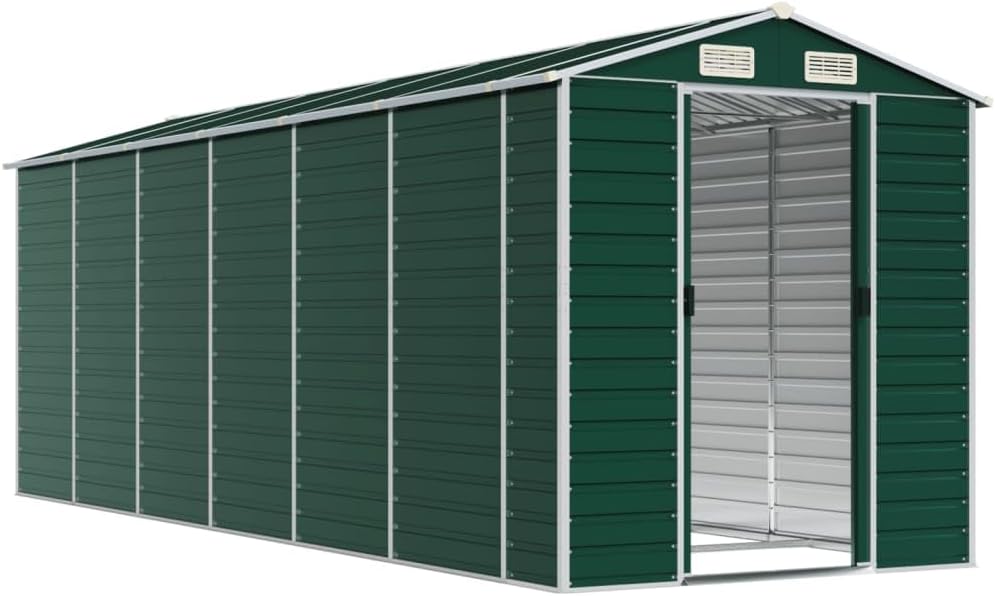 vidaXL - Abri de jardin galvanisé - 191x555x198 cm - acier, vert