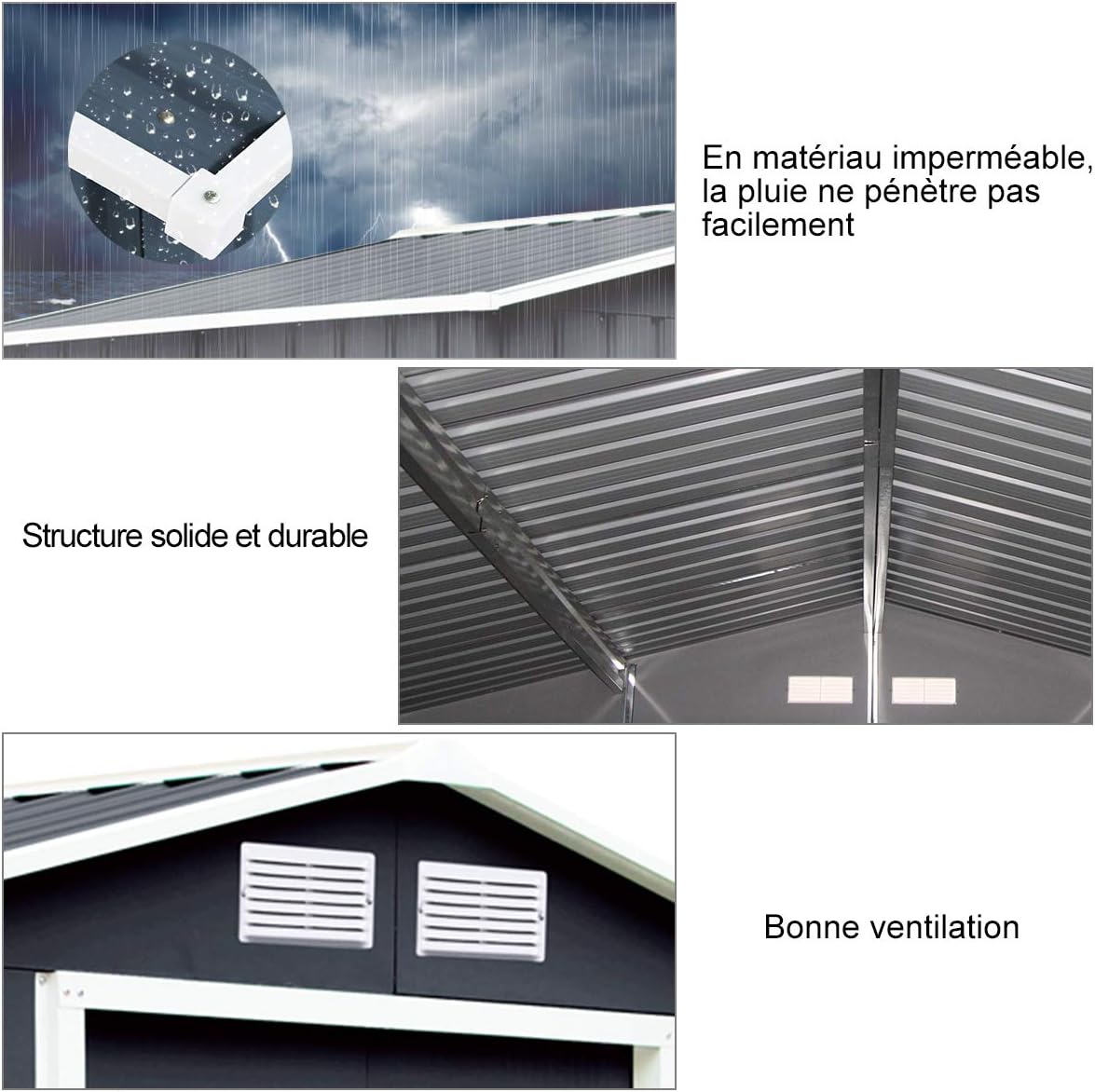 GOPLUS 2,37㎡ Abri de Jardin Métal Galvanisé avec Base, Résistant aux Intempéries, Cabine de Jardin Extérieur 2 Portes Coulissantes avec 2 Fenêtres de Ventilation, 4,39m³, 213 x 127 x 185 cm, Gris