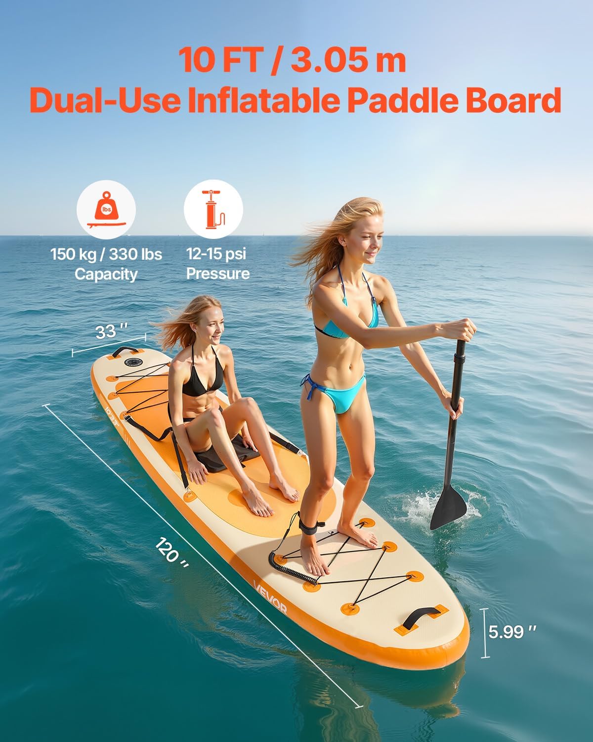 VEVOR - Paddle gonflable avec siège - 304x83x15cm - ultra-légère, accessoires complets
