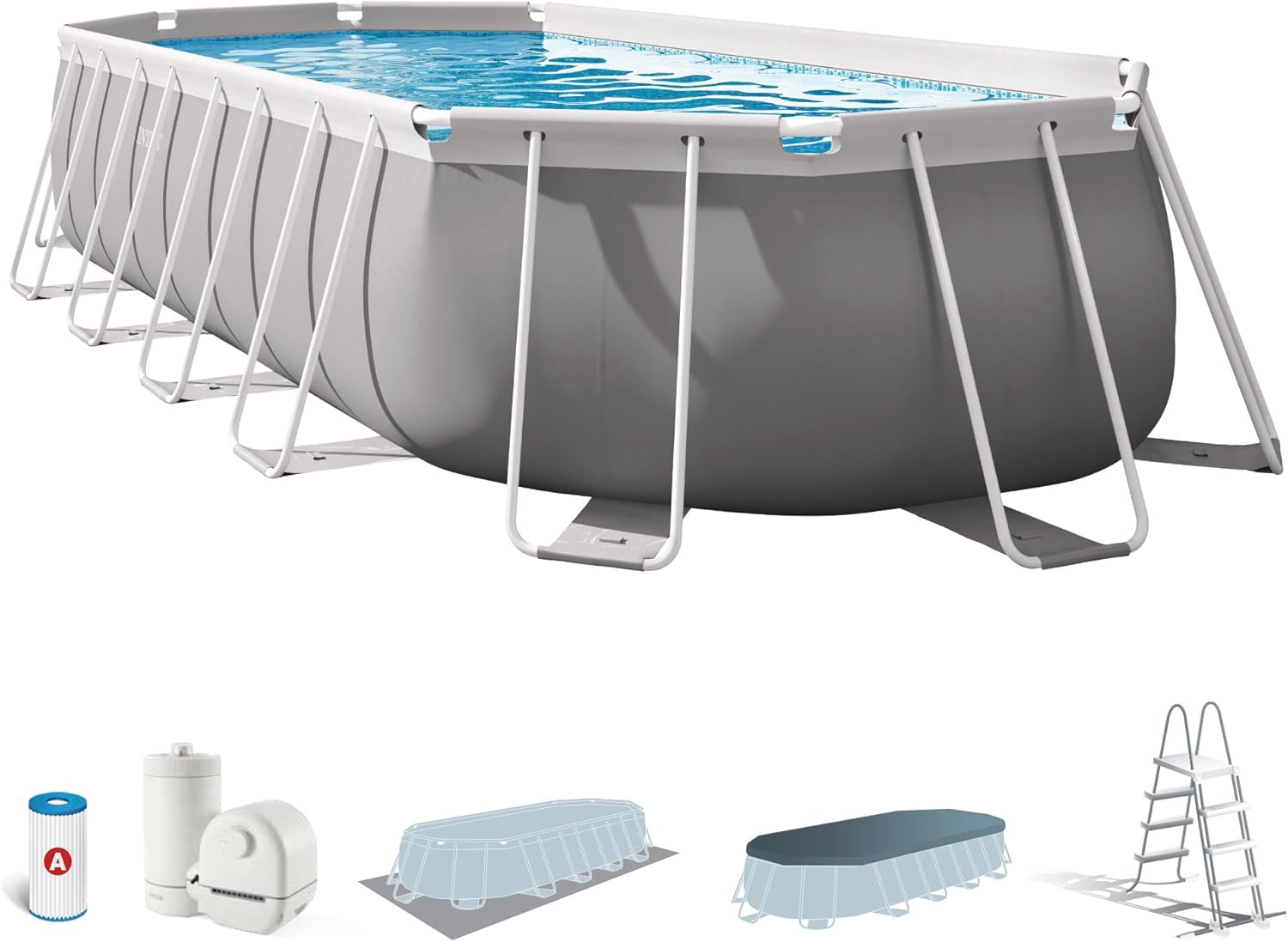Intex kit Piscine Prism Frame Ovale Tubulaire (l) 6,10 x (l) 3,05 x (h) 1,22m