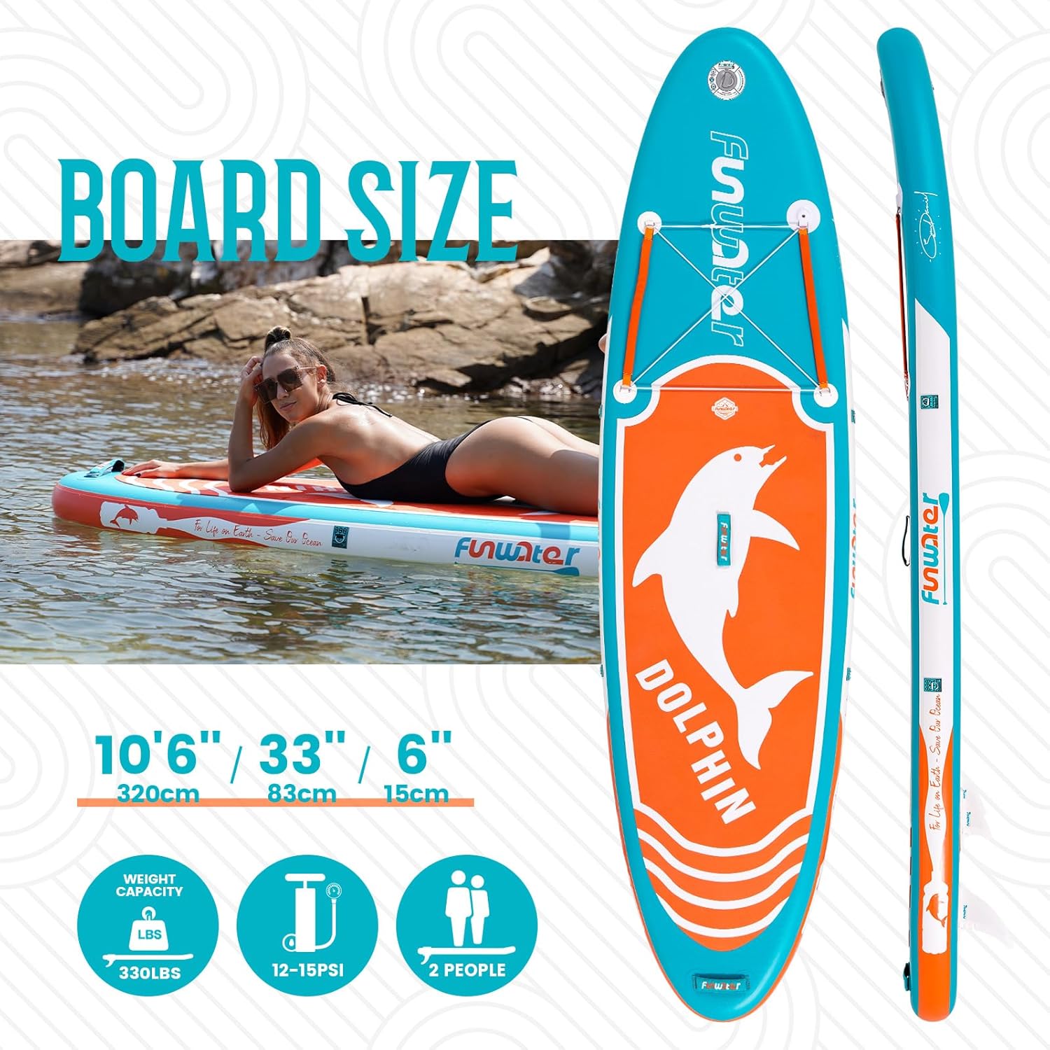 FunWater - planche de surf gonflable - 320x81x15cm - kit complet, accessoires