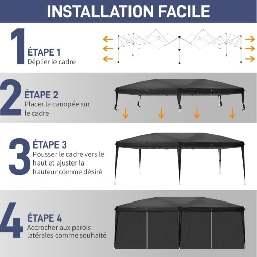 Bonnlo - Tonnelle pliante série jardin - 3x6m - imperméable, installation rapide, sac inclus.
