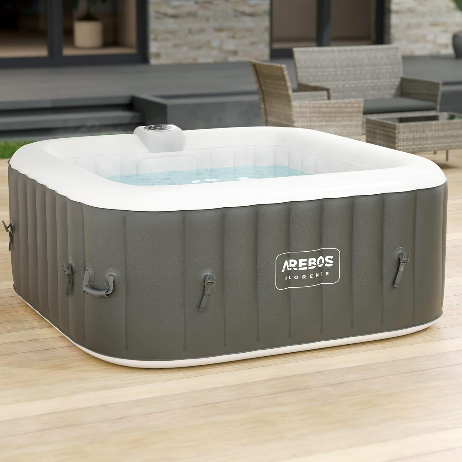 Arebos - Spa gonflable carré 154x154cm - 4 personnes, 100 jets, 600L
