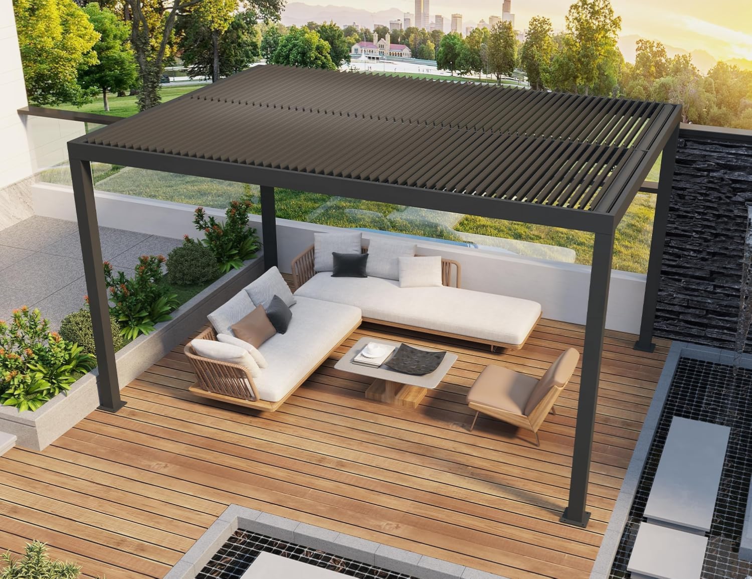 PURPLE LEAF - pergola bioclimatique - 4,6x3,3 m - lames orientables, aluminium