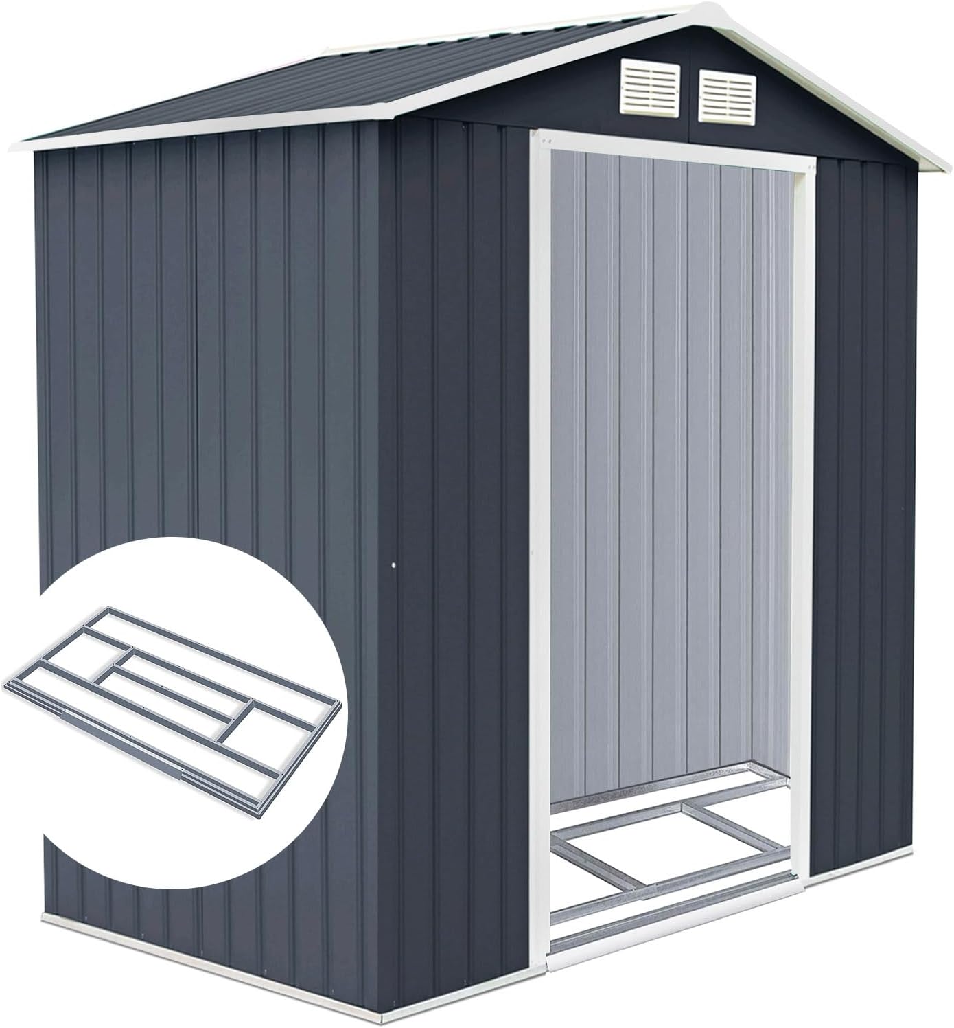 RELAX4LIFE - abri de jardin série acier - 213x127x185 cm - 2 portes coulissantes, 2 fenêtres, 3m² - RELAX4LIFE